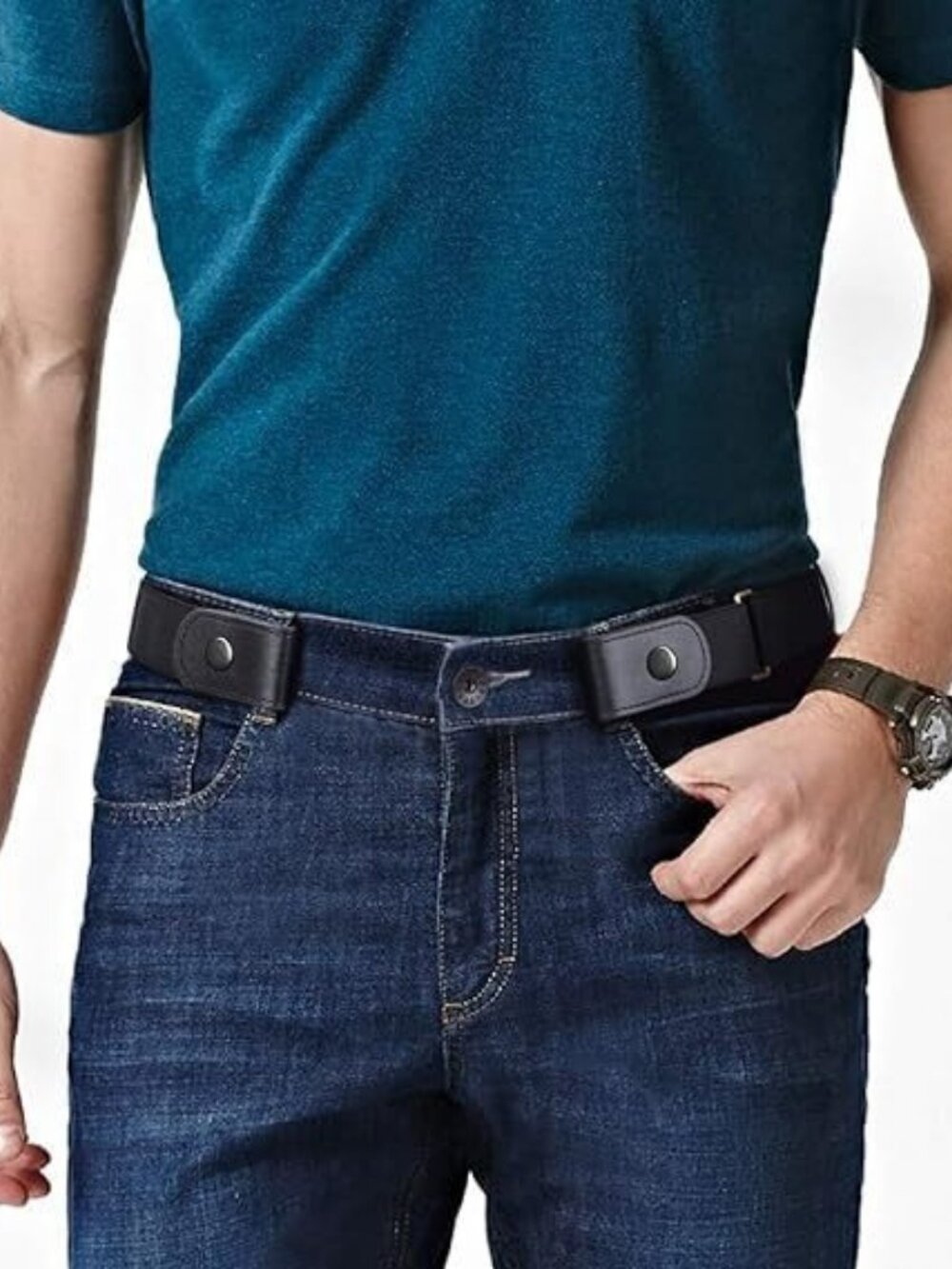 Men Women Buckle-free Elastic Invisible Waist Belt for Jeans No Bulge Hassle - Picture 4 of 5